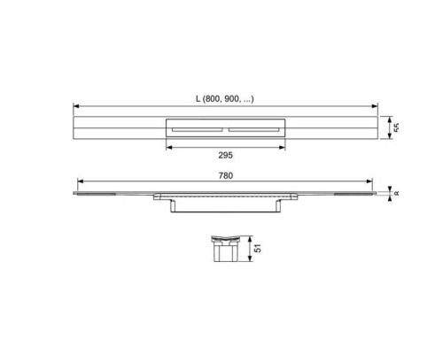 TECEdrainprofile Профиль для душа 90см, цвет: PVD Brushed stainless steel, black/сатин, черный. 670921