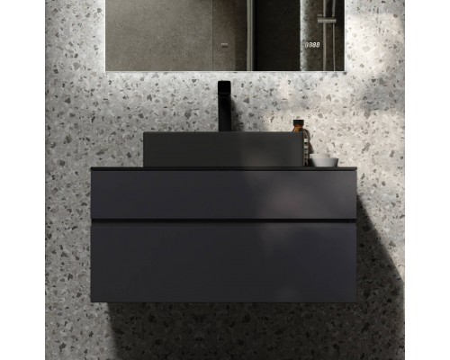 Тумба с раковиной Raval Decent 80 антрацит, раковина 3050-112