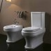 Azzurra Charme Унитаз моноблок 69x40xH84 см, слив универсальный, с бачком, с механизмом, сиденье микролифт, с креплением VFV, цвет: Bianco lucido/золото. CHCSMB000000/(CHA400/MBL bi), CHVCMP000000BI/(CHA100/MBP bi), CHA1800/F bi/oro, 7509K1
