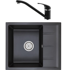 Комплект Мойка кухонная Emar Quartz EMQ-1580.Q Оникс + Смеситель 3009.12 Оникс