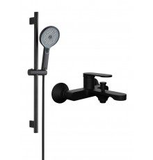 Смеситель для ванны с душем STWORKI Ноттвиль S34100BK + Душевой гарнитур Гётеборг S03190BK, матовый черный