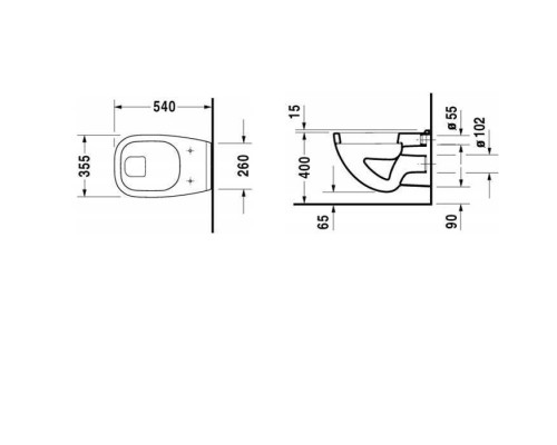 Duravit D-Code Унитаз подвесной с горизонтальным смывом, 35.5x54см, Цвет: Белый. 22100900002