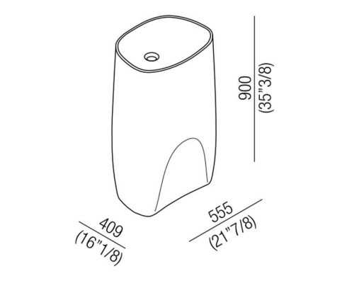 Agape Pear C Раковина 55.5x40.9x90 см, без отв., выпуск в стену, цвет: белый. ACER0896MZ *0