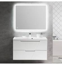 Мебель для ванной комнаты BelBagno Vittoria 100 подвесная, bianco opaco, белая глянцевая раковина