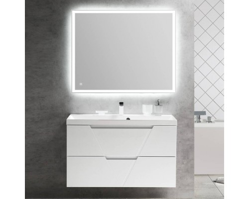 Мебель для ванной комнаты BelBagno Vittoria 100 подвесная, bianco opaco, белая глянцевая раковина