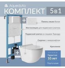 Комплект Aqueduto Ovo Tornado AQDS001T крышка-сиденье, кнопка смыва белая