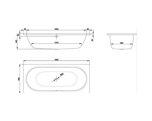 BETTE Starlet Ванна с шумоизоляцией 180х80х42, с самоочищающимся покрытием Glaze Plus и покрытием анти-слип, белая. 1630-000 PLUS, AR,  B23-1500