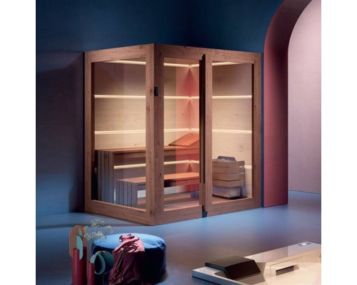GRUPPO TREESSE AURA сауна 180х150х216Н, SX (левый вариант), подсветка, фронтальная дверь стекло/дерево. SA1815DX01AVL