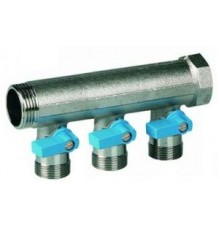 Коллектор Henco 3/4  с синими шаровыми кранами 3 выхода 3/4  под евроконус. VB050503-BLAUW