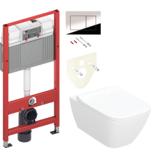 Комплект Унитаз подвесной Geberit Smyle Square 500.685.01.1 + Инсталляция TECE Now 9400412 4 в 1 с кнопкой смыва