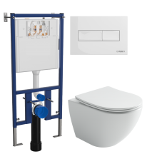 Комплект Унитаз подвесной Ceramicanova Metropol CN4002T + Инсталляция DIWO 4501 + Кнопка 7320 белая