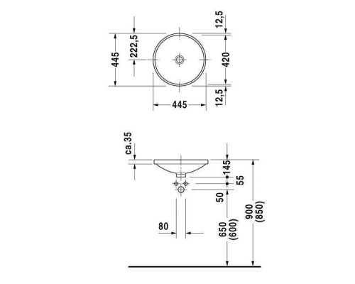 Duravit Architec Раковина 44.5см, без отв., цвет: белый. 0319420000