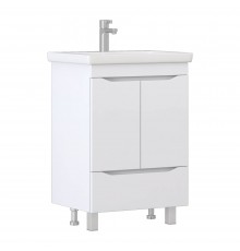 Тумба под раковину Vigo Grani 60 напольная, 2 дверцы, 1 ящик, белая, для раковины Cersanit Como 60