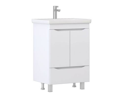Тумба под раковину Vigo Grani 60 напольная, 2 дверцы, 1 ящик, белая, для раковины Cersanit Como 60