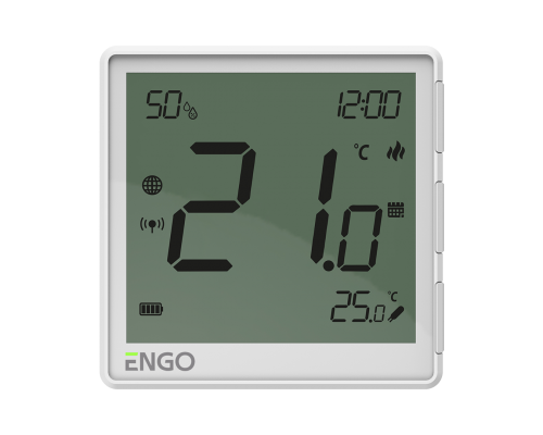 Беспроводной терморегулятор, белый, с модулем Zigbee, с аккумулятором, со встроенным датчиком влажности, с возможностью подключения датчика пола