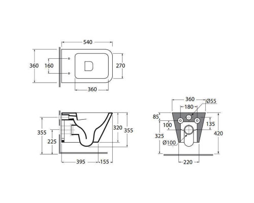 Azzurra Build Унитаз подвесной 55х36х32см., цвет: белый. BUVKSPE00000BI,  BUI 1800/F cr