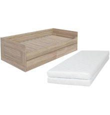 Кровать Шведский стандарт Сириус 80x200 см, раздвижная с ящиками, с матрасом Близнецы, сонома