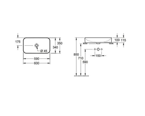 VilleroyBoch Finion Раковина накладная 60х35х11.5см., без отв., CeramicPlus, цвет: белый. 414361R1 VilleroyBoch Finion Раковина накладная 60х35х11.5см., без отв., CeramicPlus, цвет: белый. 414361R1