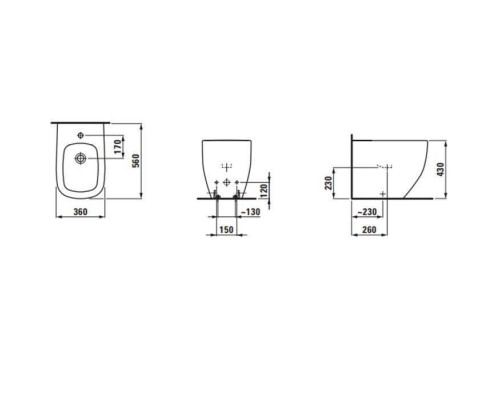 Laufen Palomba Биде напольное 56x36x43см с 1 отв. под смеситель, цвет: белый. 8.3280.1.000.304.1