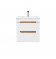 Тумба под раковину без столешницы SanStar Diva 50 подвесная, матовая белая, дуб вотан