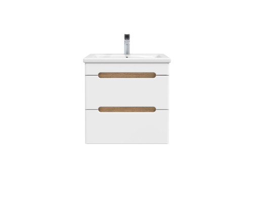 Тумба под раковину без столешницы SanStar Diva 50 подвесная, матовая белая, дуб вотан