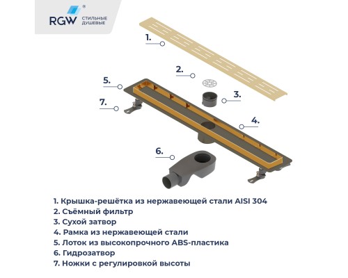 Душевой лоток Drain Leo-30Gb Душевой лоток Drain Leo-30Gb