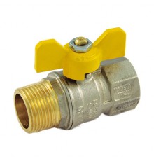 Кран шаровой прямой для газа Tiemme TORNADO 1¼ ВРх1¼ НР жёлтая бабочка. 2390020