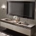 VITAGE milldue edition FOUR SEASONS Комплект мебели с базой, интегрированными раковинами PLANS, зеркалом YORK, 216см, подвесной, Цвет: мрамор bronzo amani-B58/ экокожа visione-223/ черный хром. 4356.216.B58.3.2, 9502, F114.223.96, 8251.96