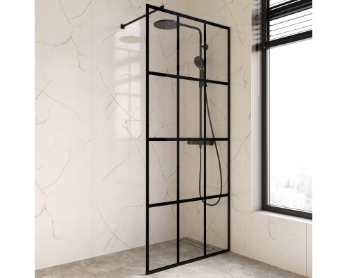 Душевая перегородка DIWO Коломна 90 см, профиль черный матовый