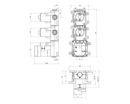 Almar High Flow Встраиваемая часть термостатического смесителя на 2 выхода, цвет: черный матовый. E176002