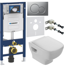 Комплект Унитаз подвесной Jacob Delafon Struktura EDF102-00 + Крышка E4272 + Инсталляция Geberit Duofix UP 320 111.300.00.5 + Кнопка Sigma 01 115.770.JQ.5 лакированная, матовый хром + Крепления 111.815.00.1 к стене + Шумоизоляция 156.050.00.1