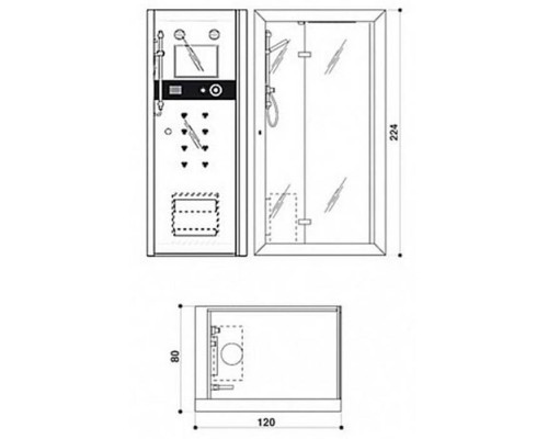 Jacuzzi Frame 120 HAMMAM TOP Душевая кабина 120x80xh224 см, угловая, аудио, термостат, цвет: белый/хром Jacuzzi Frame 120 HAMMAM TOP Душевая кабина 120x80xh224 см, угловая, аудио, термостат, цвет: белый/хром
