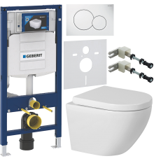 Комплект Унитаз подвесной BelBagno Sfera-r + Крышка Norma BB865SC с микролифтом + Инсталляция Geberit Duofix UP 320 111.300.00.5 + Кнопка Sigma 01 115.770.11.5 белая + Крепления 111.815.00.1 к стене + Шумоизоляция