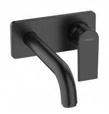 Hansgrohe Vernis Shap Смеситель для раковины, настенный, излив 204 мм, внешняя часть, цвет: матовый черный . 71578670