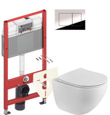 Комплект Унитаз подвесной BelBagno Libero BB11051CH-TOR/SC безободковый + Инсталляция TECE Now 9400412 4 в 1 с кнопкой смыва