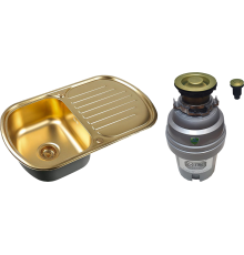 Комплект Мойка Zorg Inox PVD SZR-7749 bronze + Измельчитель ZR-75 D BRONZE
