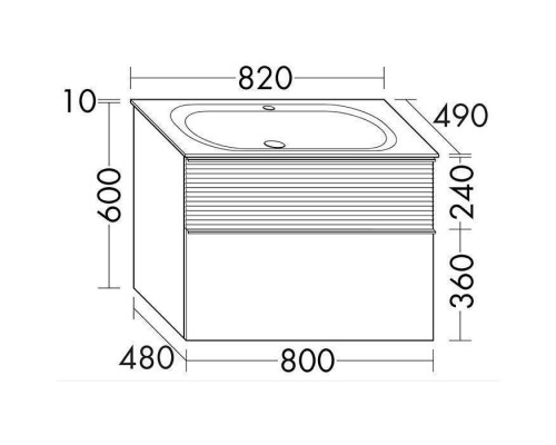 Burgbad Fiumo Комплект подвесной мебели 82х49х61см, с раковиной на 1 отв., ручки белые матовые, цвет: Graphit Softmatt. SFXN082F3958FOT56G0223C0001*1