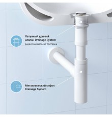 Комплект Wellsee Drainage System 182123002 с донным клапаном без перелива, матовый белый
