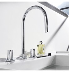 Laufen Kartell Смеситель для раковины на 3 отв, без донного клапана, поворотный излив 166 мм, цвет: хром. 3.1233.3.004.220.1