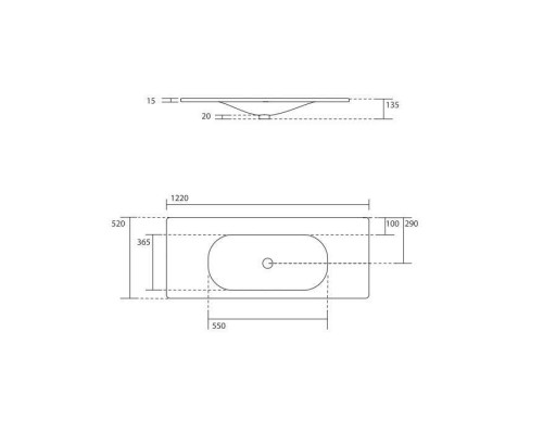 Kerasan Shape Раковина 122х52см, встраиваемая, с 1 отв., цвет: белый глянцевый. 548001*1