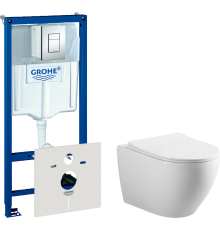 Комплект Унитаз подвесной Vincea Esse VT1-211 + Инсталляция Grohe Rapid SL 38772001 3 в 1 с кнопкой смыва + Шумоизоляция 37131000