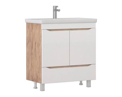 Тумба под раковину Vigo Grani 80 белая, дуб золотой, для раковины Cersanit Como 80