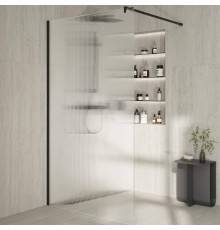 Душевая перегородка Kerama Marazzi Cristallo CT.120.WI.BLK.M 120 см, профиль матовый черный, стекло рифленое