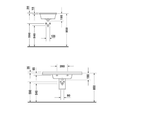 Duravit  Starck 3 Раковина 105x48 см, 1 отв., цвет: белый. 0865160000,  0304100000