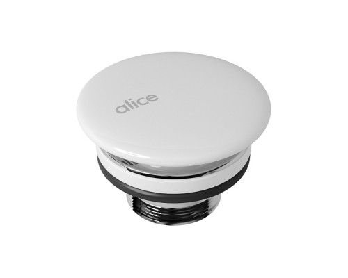 Alice Донный клапан для раковин, керамический, неперекрываемый, цвет: белый глянцевый. PIL006