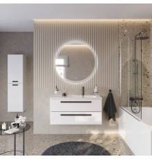 Мебель для ванной комнаты Cezares Eco Cer-N 100 R, bianco lucido, раковина Duet 100 R, ручки матовые черные