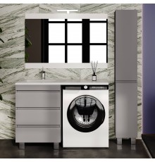 Мебель для ванной комнаты Style Line Даллас Леон 120 L Люкс Plus напольная, серая, для стиральной машины, 3 ящика