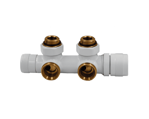 Узел нижнего подключения терм. Primoclima ArmatureLunarугловой левый 1/2 х3/4 Е, цвет белый PCART888AW