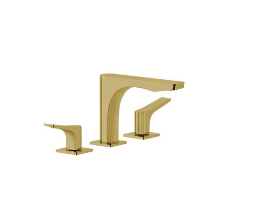 Gessi Rilievo Смеситель для раковины на 3 отв. без донного клапана h=125мм, излив 154мм, цвет: Gold Brushed CCP. 59012#087