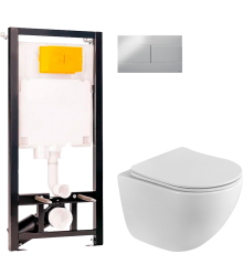 Комплект Унитаз подвесной BelBagno Libero BB11051CH-TOR/SC безободковый + Инсталляция OLI 80 ECO Sanitarblock mechanic 3 в 1 с кнопкой смыва